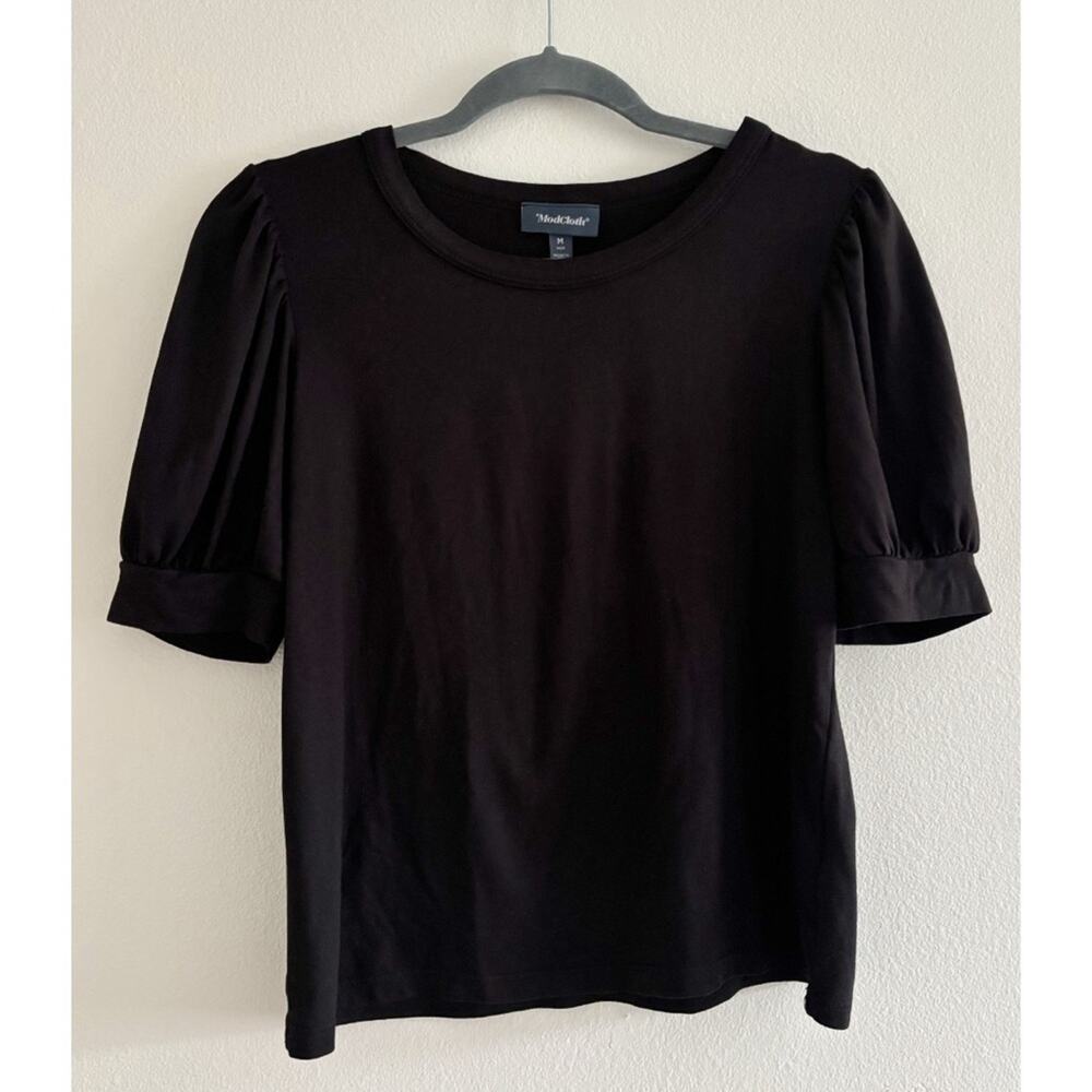 Mod Cloth Black Puff Sleeves Comfy Blouse Medium
